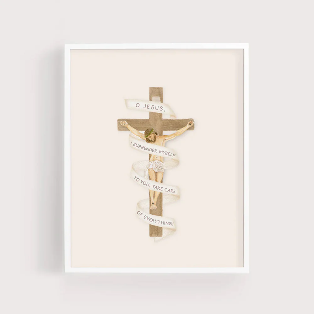 Unframed Crucifix Surrender Prayer Print - 8" x 10"