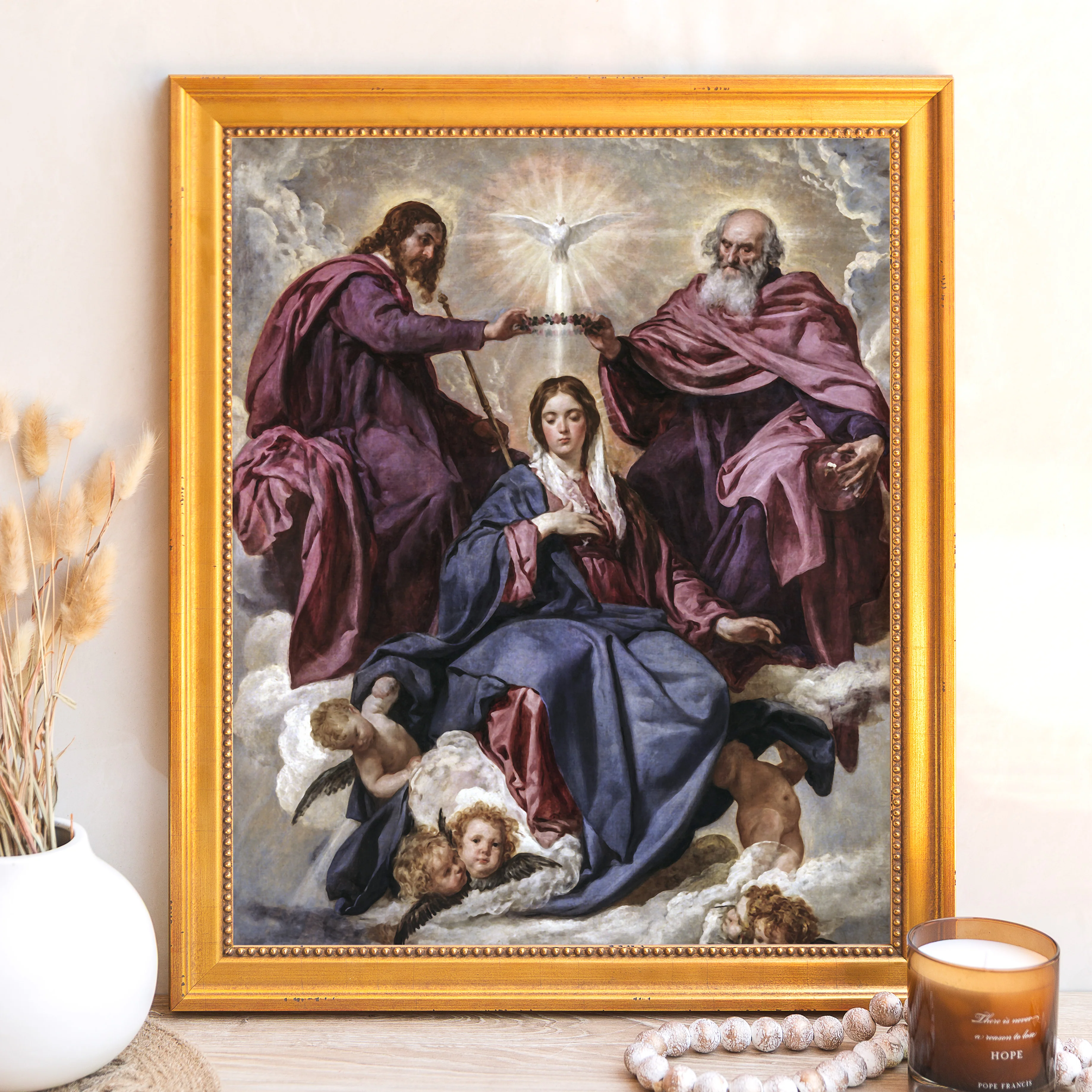 Velázquez Coronation of the Virgin Framed Canvas - Sacred Signature Collection - Image 11