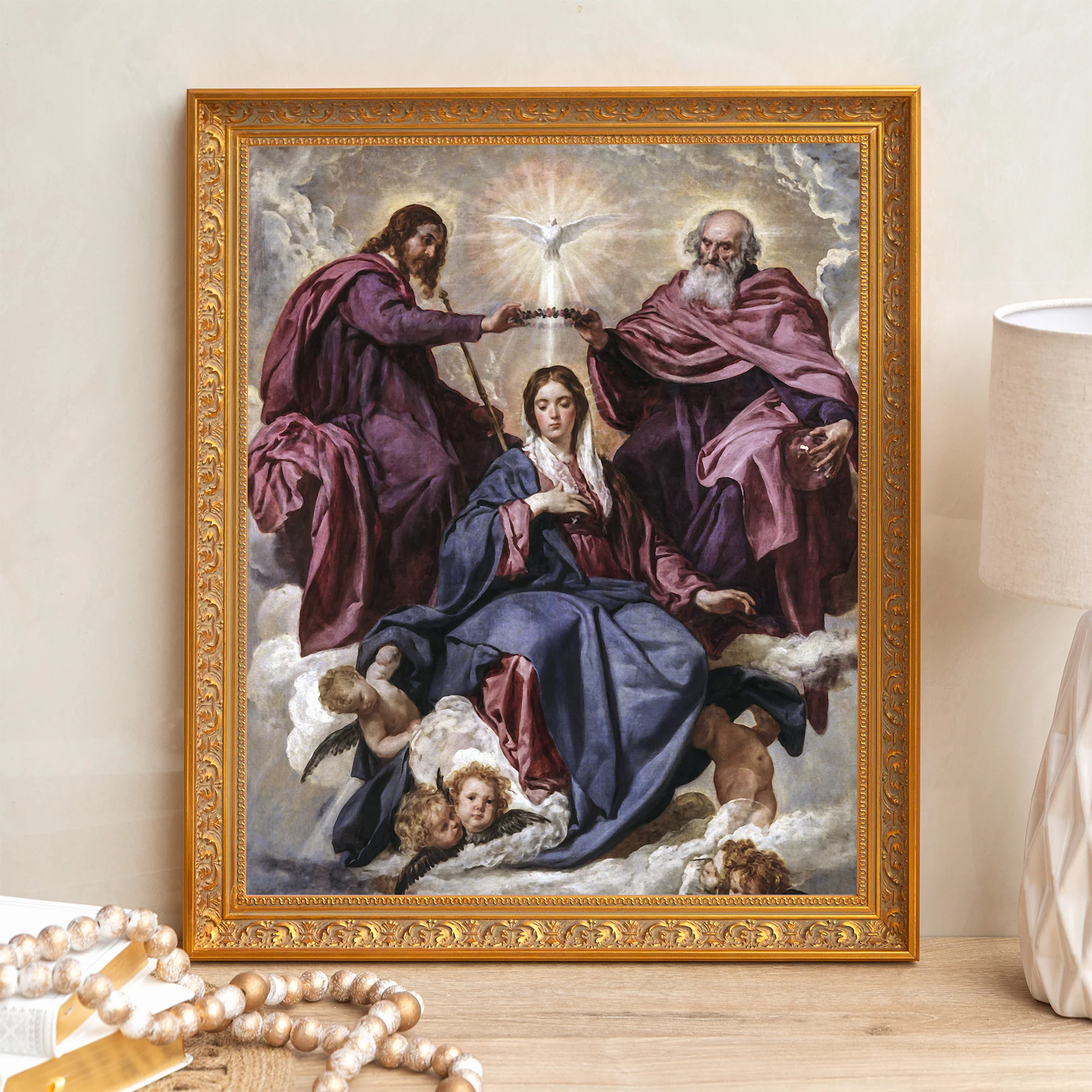 Velázquez Coronation of the Virgin Framed Canvas - Sacred Signature Collection - Image 3