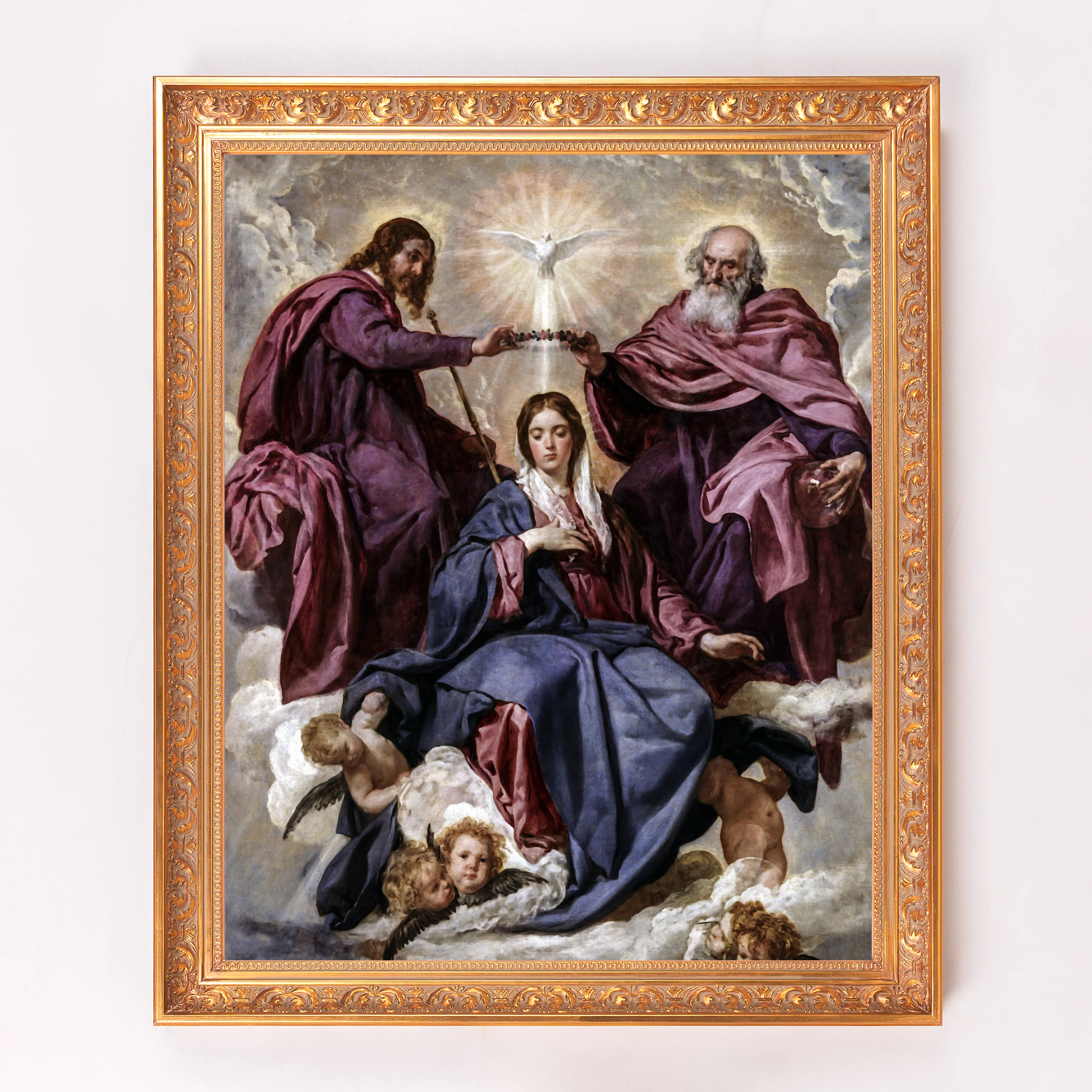 Velázquez Coronation of the Virgin Framed Canvas - Sacred Signature Collection - Image 4