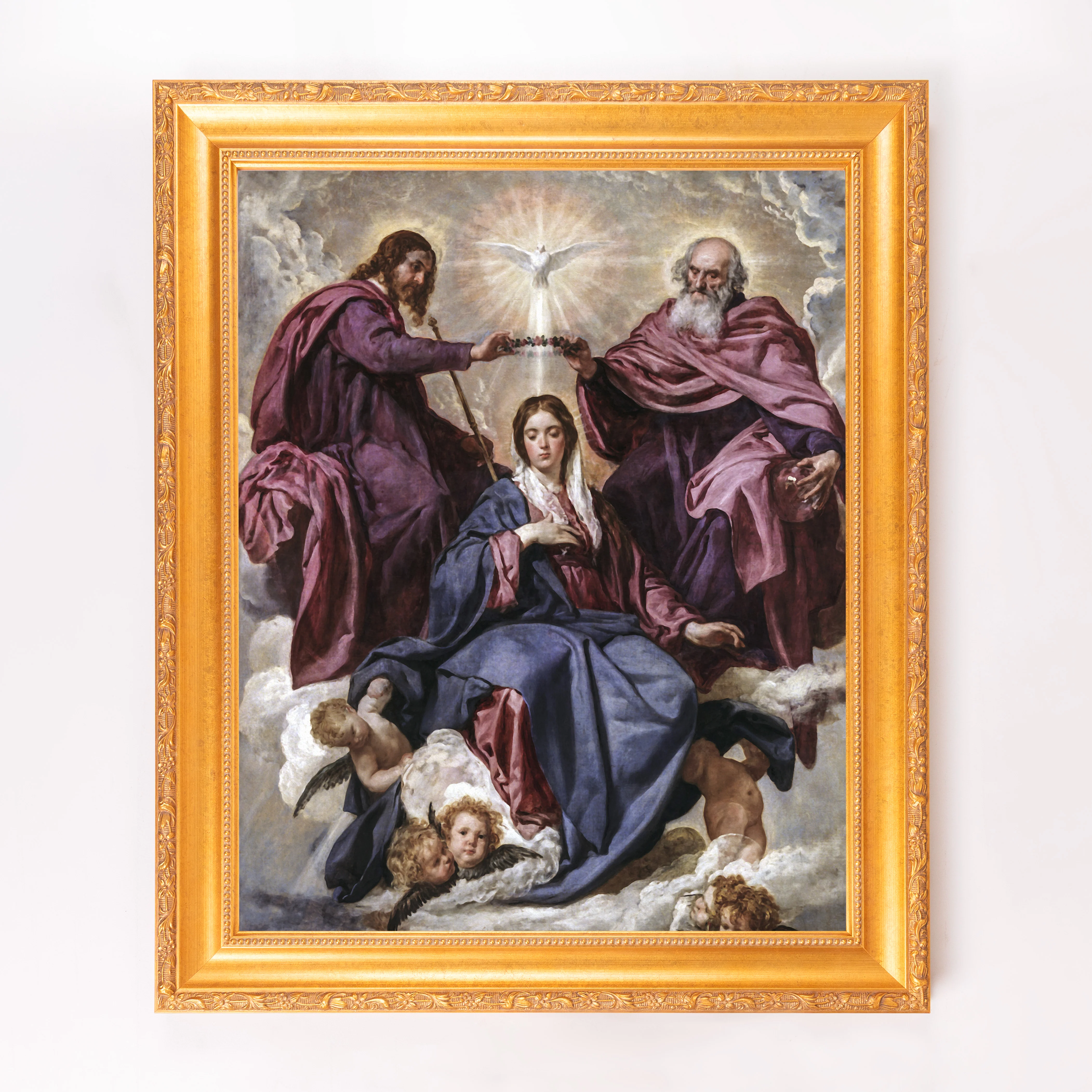 Velázquez Coronation of the Virgin Framed Canvas - Sacred Signature Collection - Image 8