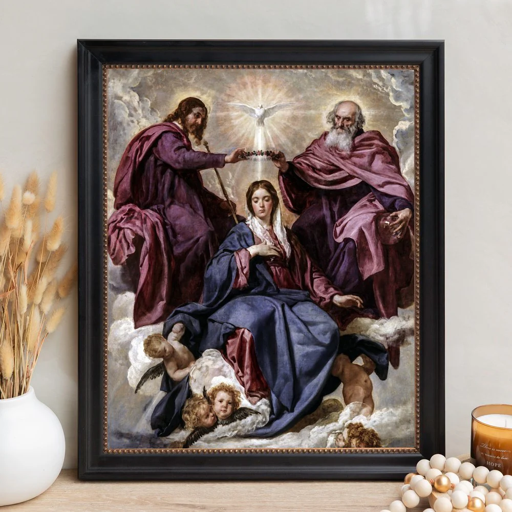 Velázquez Coronation of the Virgin Framed Canvas - Sacred Signature Collection - Image 9