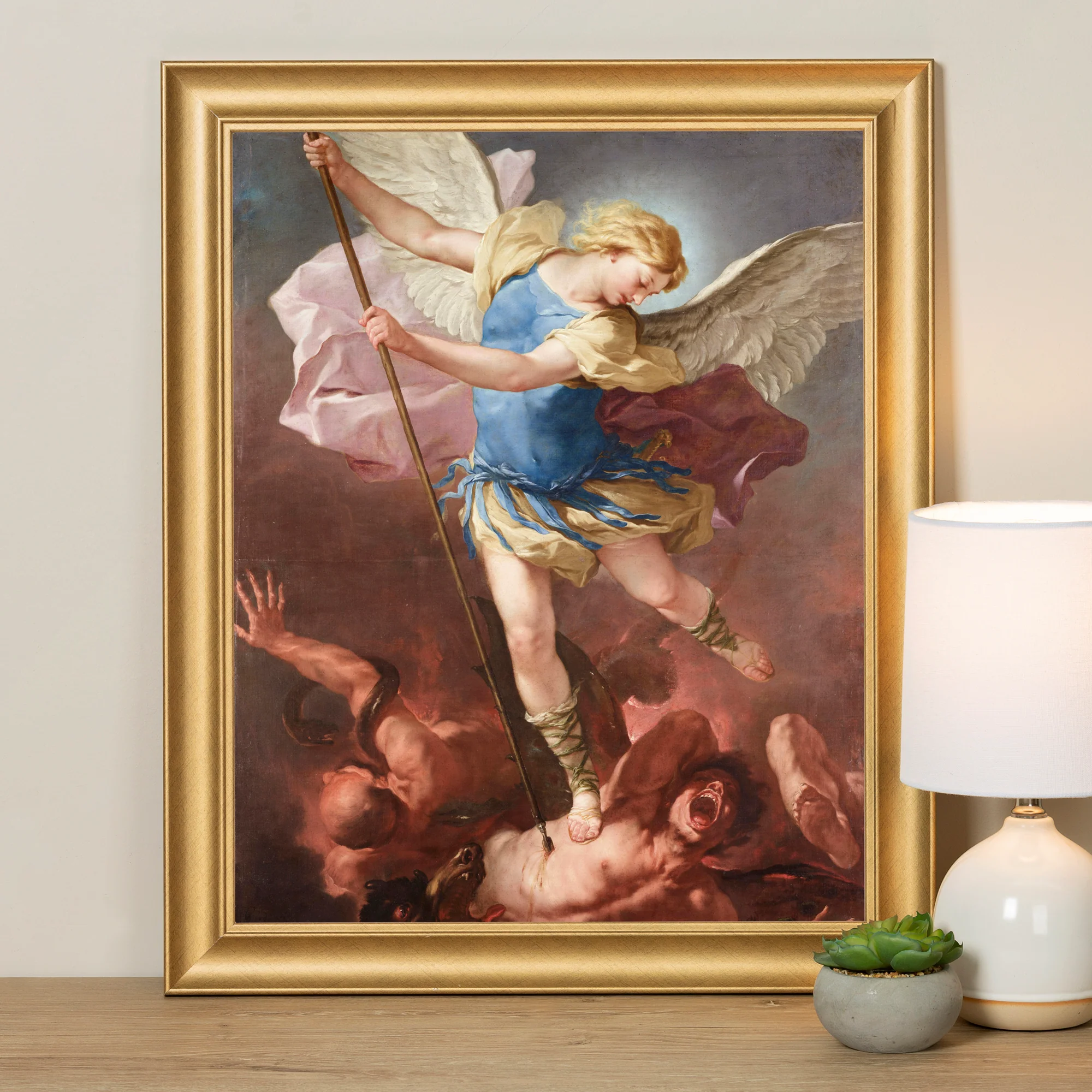 Victory of St. Michael Antique Gold Framed Print - Multiple Sizes - Image 5