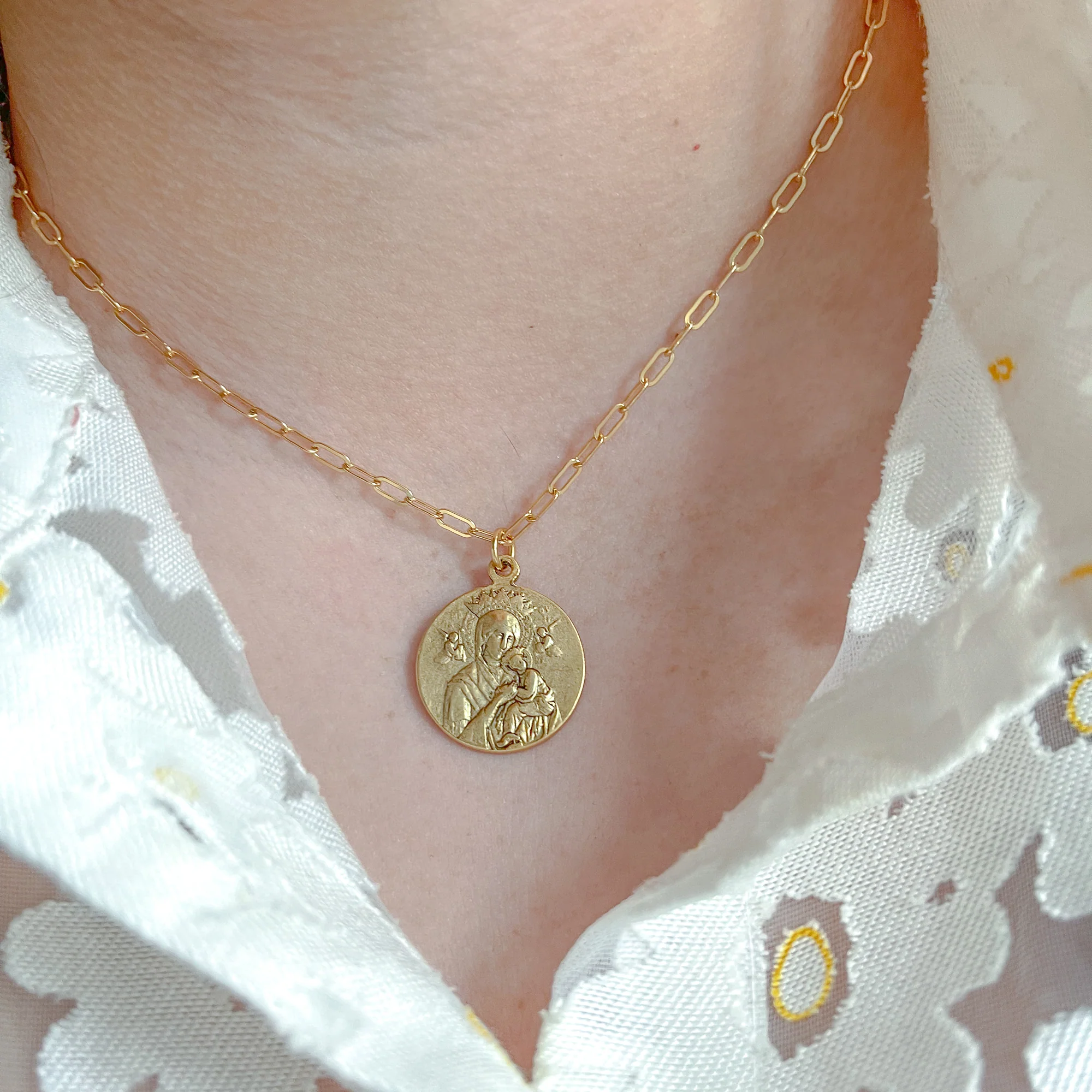 Vintage Medallion Our Lady of Perpetual Help Necklace - Image 5