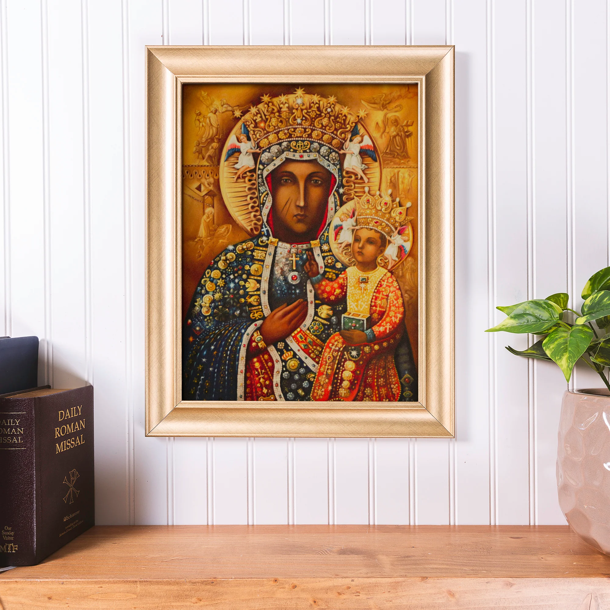 Virgin of Czestochowa Antique Gold Framed Print - Multiple Sizes