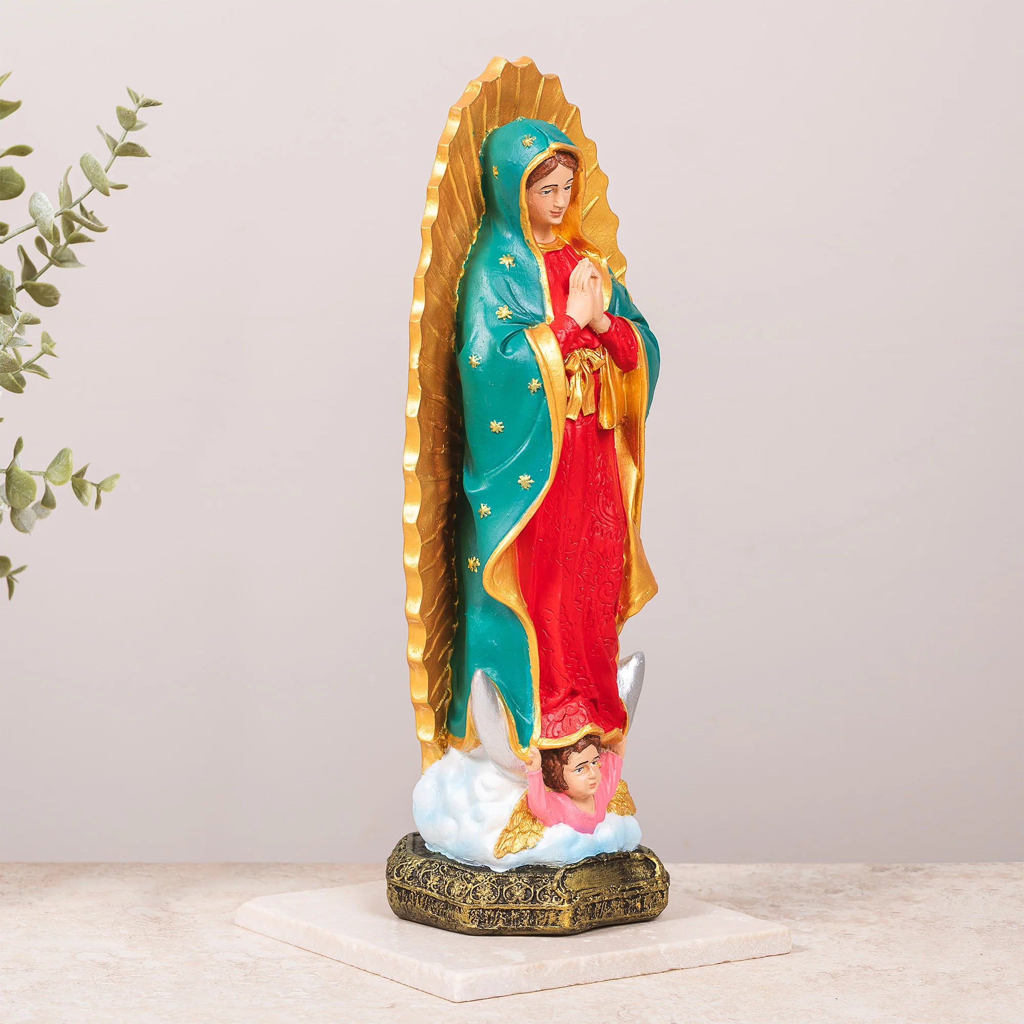 Virgin of Guadalupe Statue - White or Hand Painted - 13" - Image 7