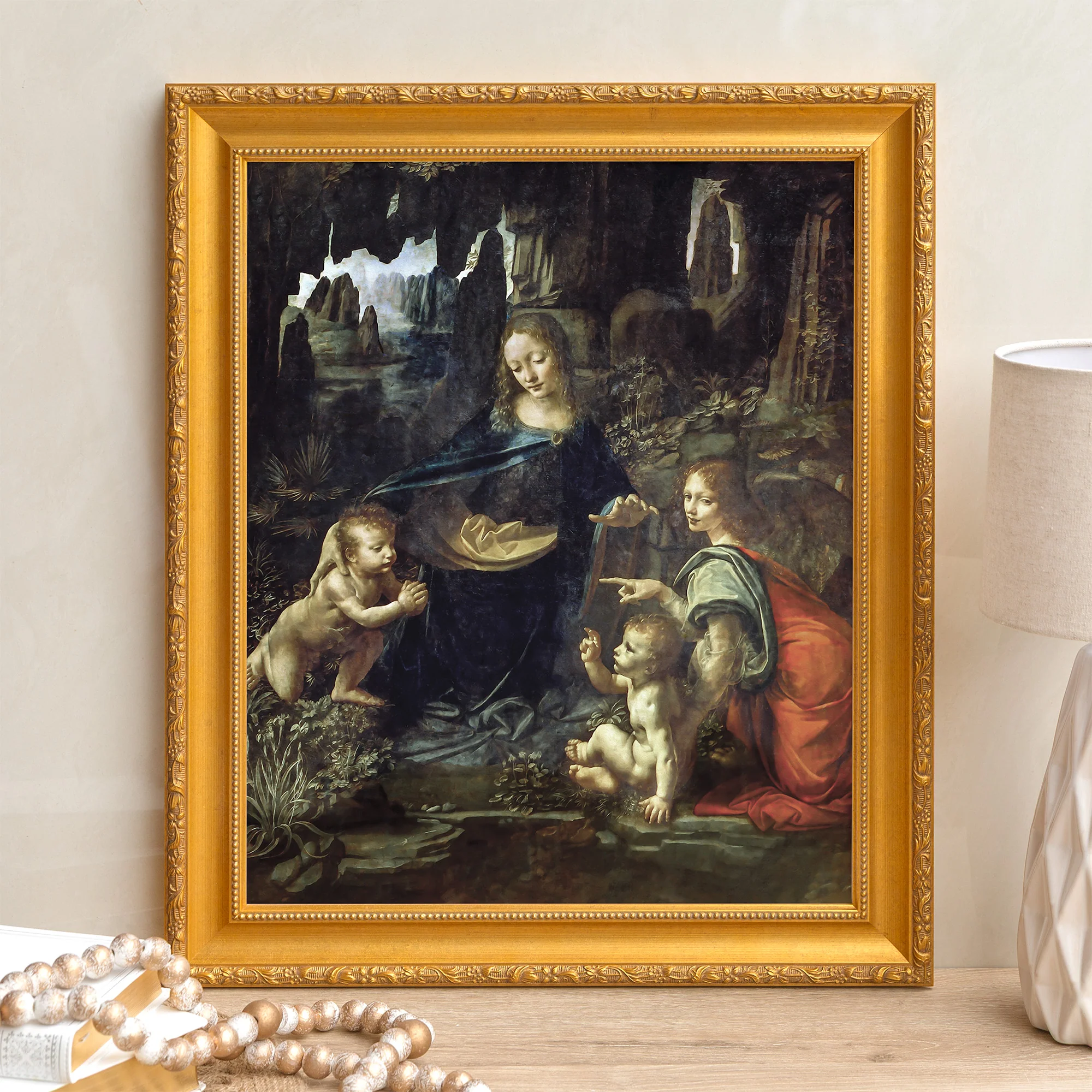 Virgin of the Rocks Framed Canvas - Sacred Signature Collection