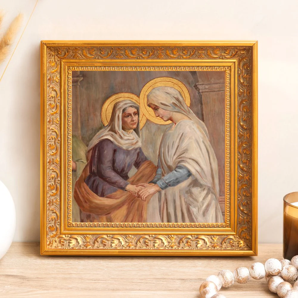 Visitation Fresco Framed Canvas - Sacred Mini Collection