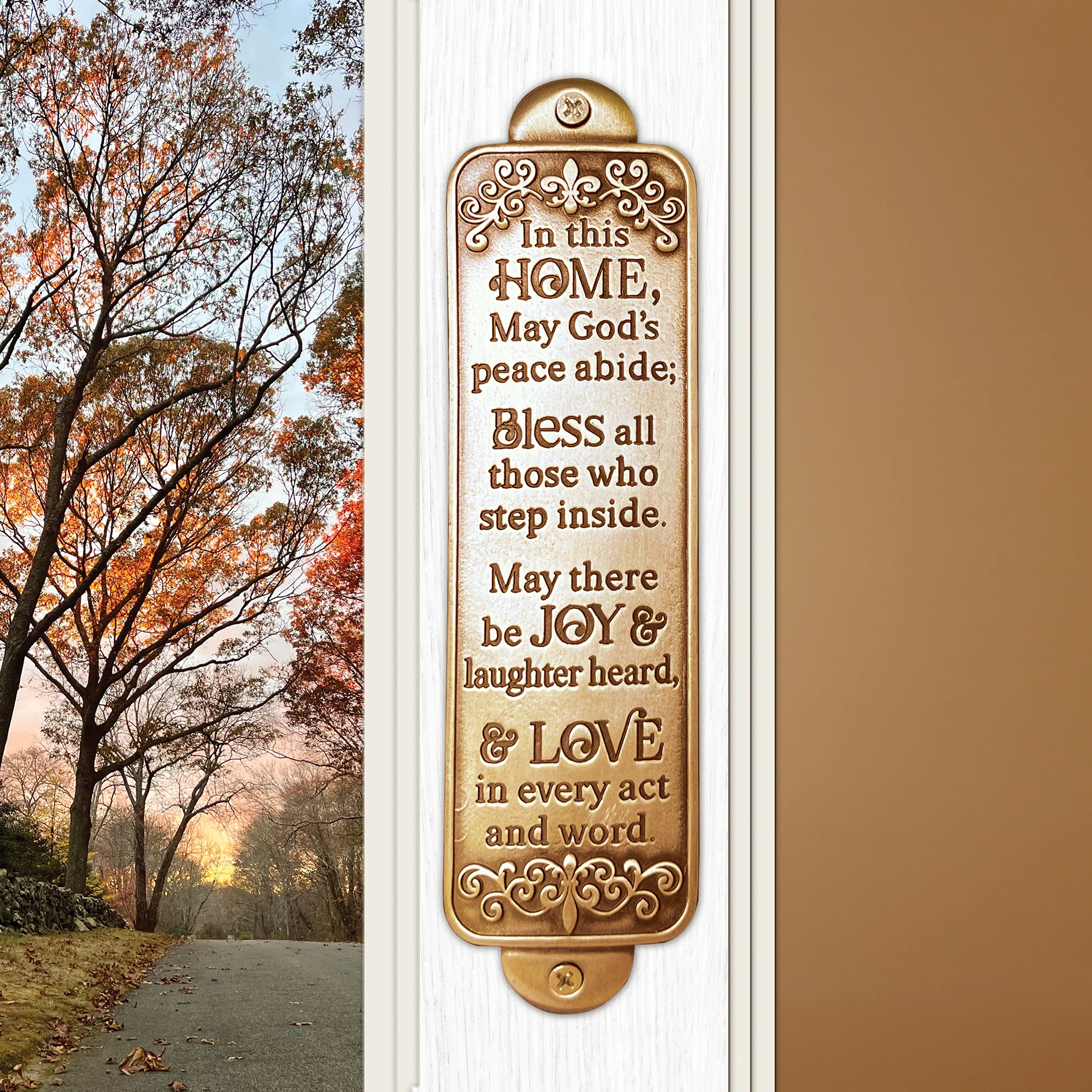 Wall Doorframe Plaque with Home Blessing Prayer - Gold or Bronze