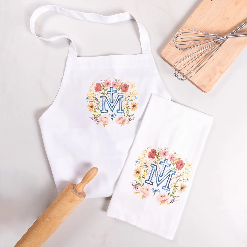 Watercolor Marian Cross Apron & Dish Towel Gift Set - Image 2