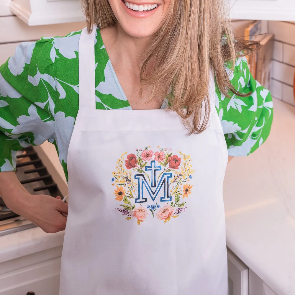 Watercolor Marian Cross Apron & Dish Towel Gift Set - Image 3