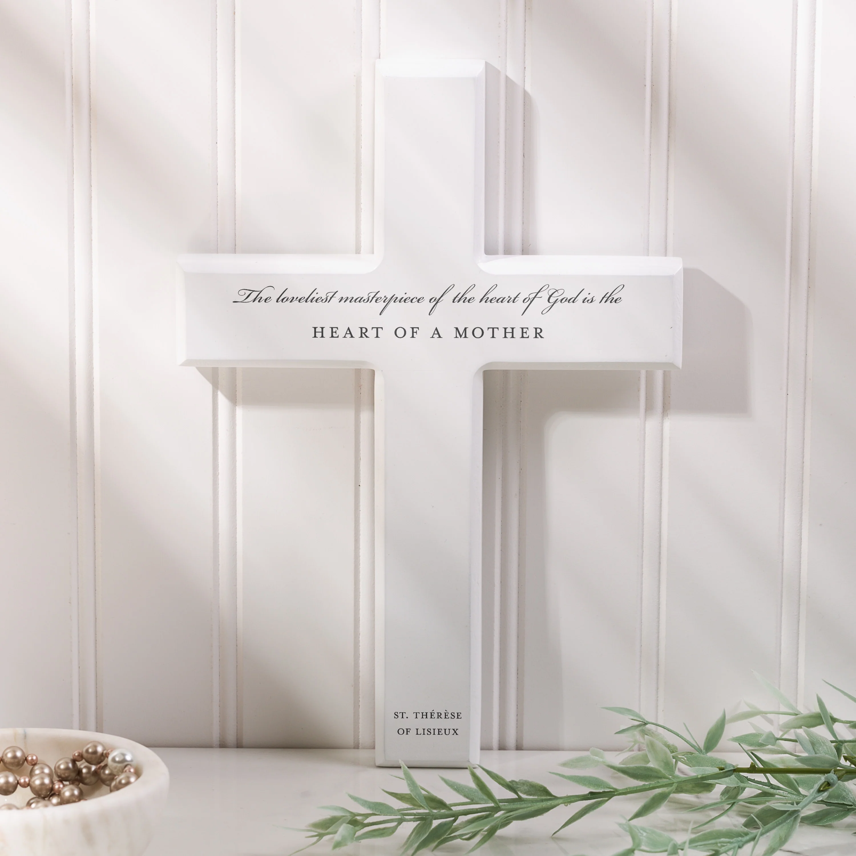 White Wood Heart of a Mother Wall Cross - 10"