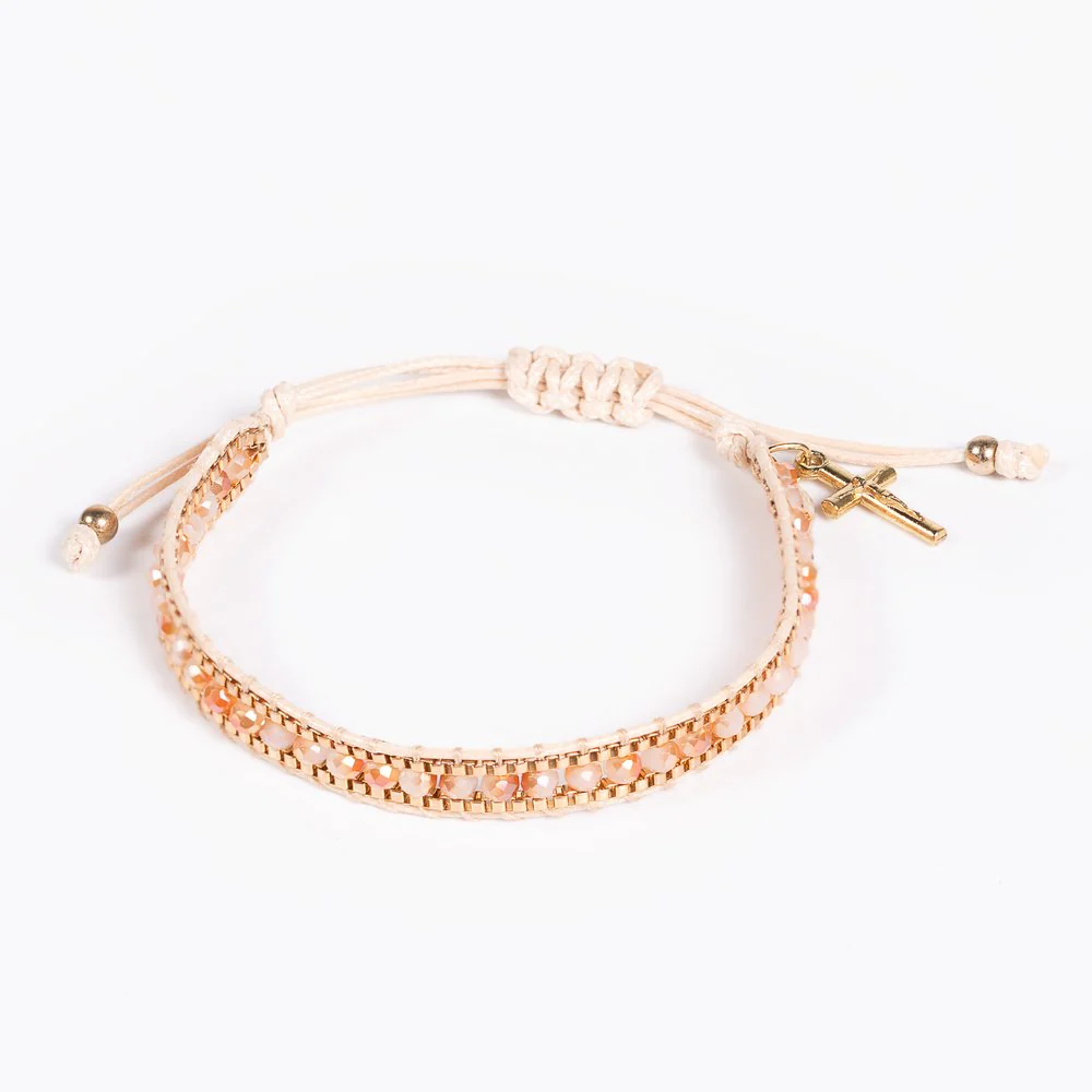 Woven & Beaded Italian Crucifix Bracelet