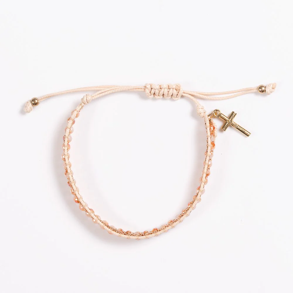 Woven & Beaded Italian Crucifix Bracelet - Image 2