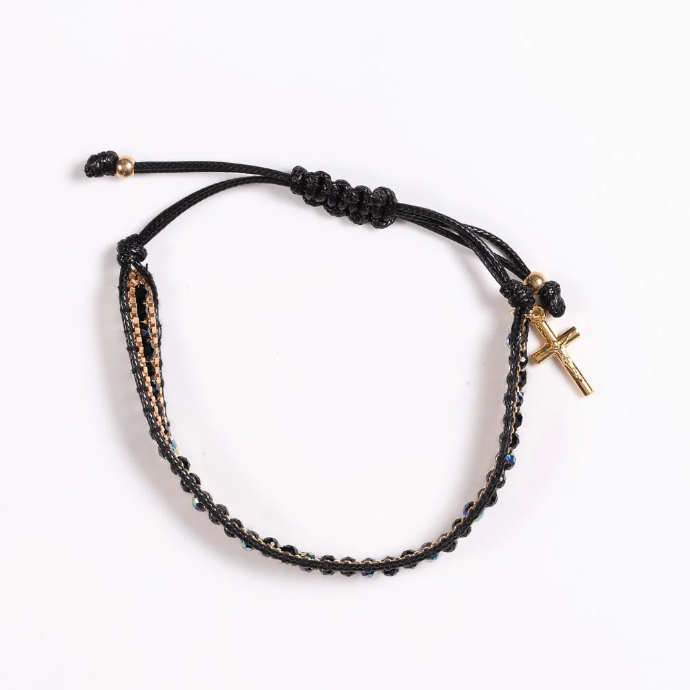 Woven & Beaded Italian Crucifix Bracelet - Image 3