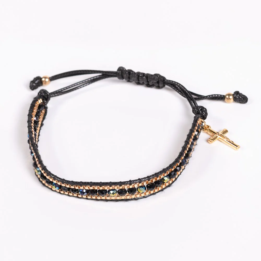 Woven & Beaded Italian Crucifix Bracelet - Image 4