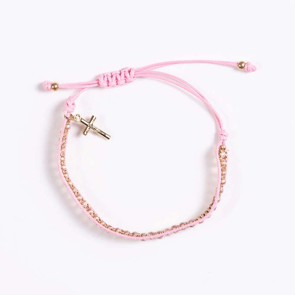Woven & Beaded Italian Crucifix Bracelet - Image 5