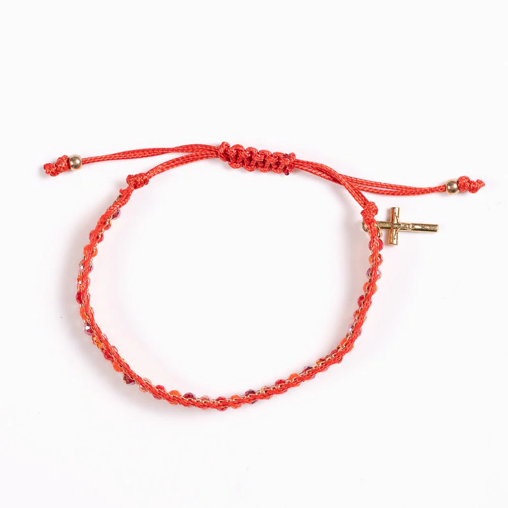 Woven & Beaded Italian Crucifix Bracelet - Image 7