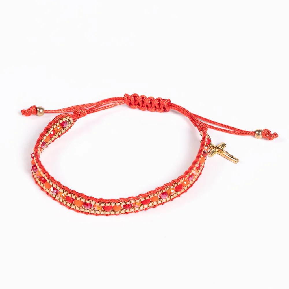 Woven & Beaded Italian Crucifix Bracelet - Image 8