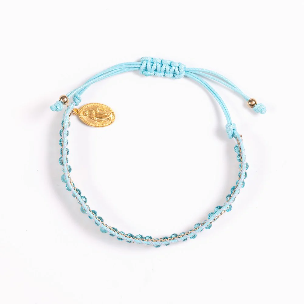 Woven & Beaded Italian Miraculous Medal Bracelet - Image 2